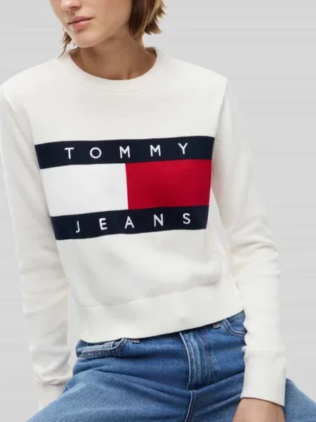 Tommy Jeans Sweter Flag biały