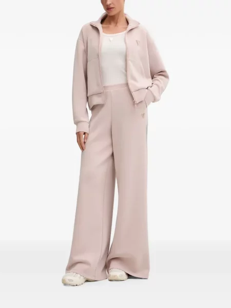 Pantaloni palazzo Guess cu autograf roz