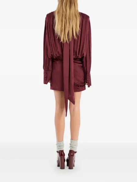 Rochie mini Rotate Birger Christensen cu decolteu în V de costum roșu