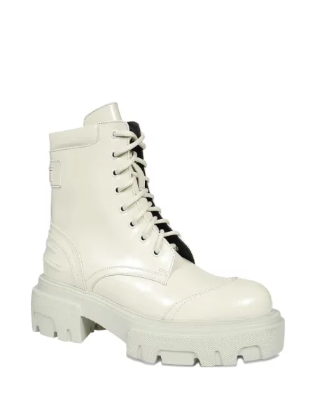 Botine Msgm cu șireturi cu platformă din dantelă alb