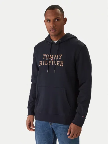 Geacă Tommy Hilfiger cu glugă albastru