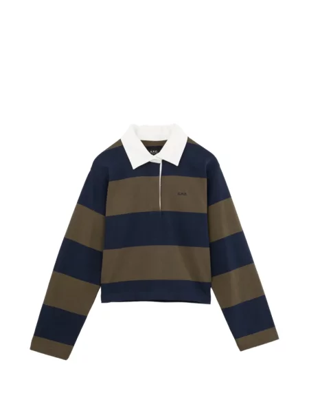 Lung tricou polo A.p.c. cu dungi albastru