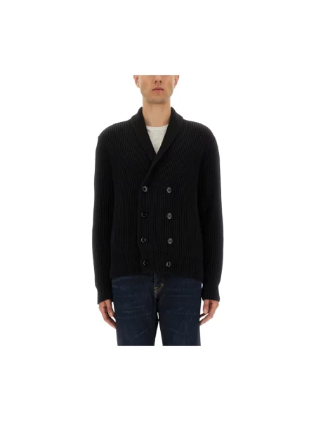 Lniany sweter z golfem Tom Ford czarny