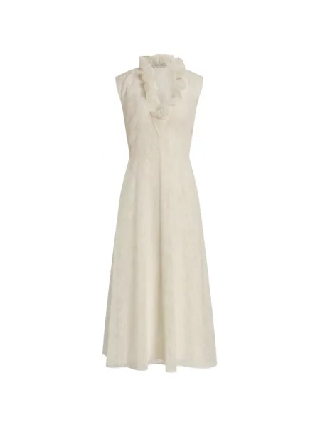 Rochie midi Alberta Ferretti cu volane alb