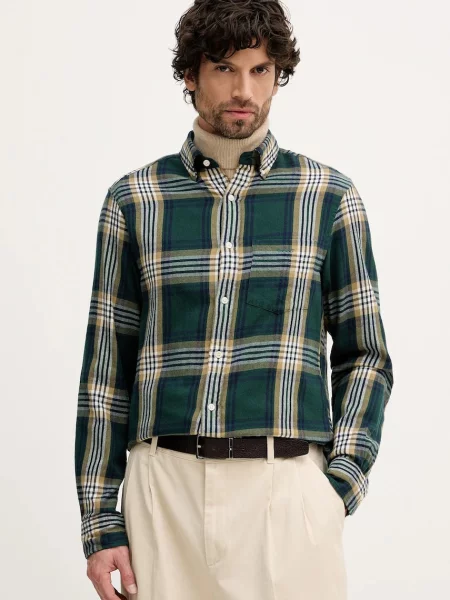 Gant koszula regular z kołnierzykiem button-down zielony