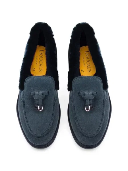 Pantofi loafer Doucal's cu blană albastru