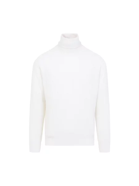 Sweter z golfem Canali z kaszmiru do golfa biały