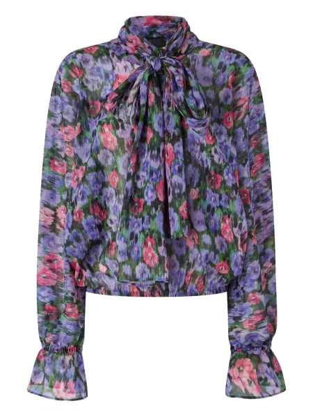 Блуза Pinko на цветя с принт виолетово