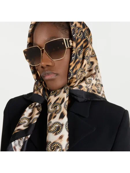 Lniane okulary przeciwsłoneczne Roberto Cavalli w wężowy wzór brązowe