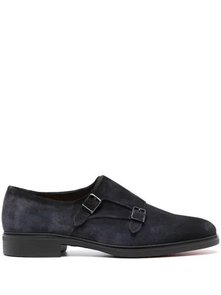 Pantofi monk Santoni din piele de căprioară albastru