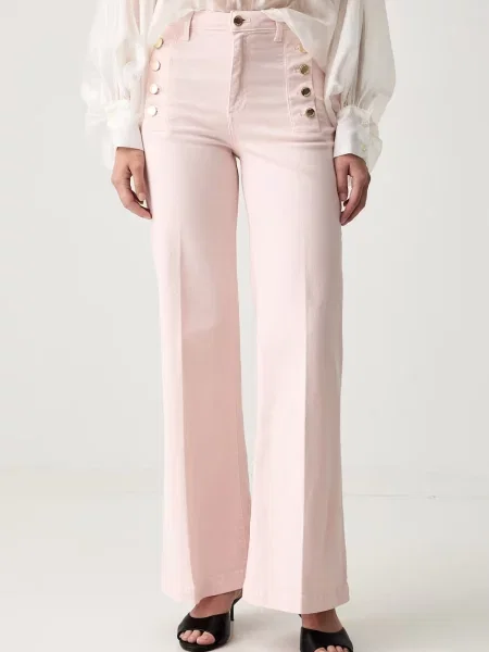 ViCOLO blugi wide leg pentru femei roz