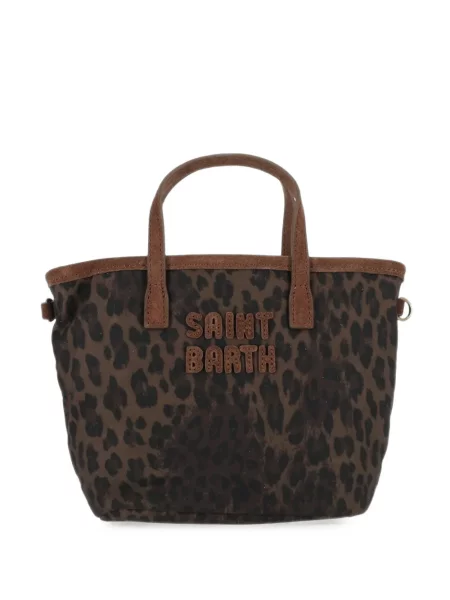 Geantă shopper Mc2 Saint Barth cu imagine cu model leopard maro