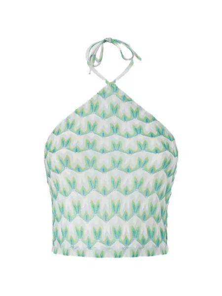 Top Missoni cu gât halter alb