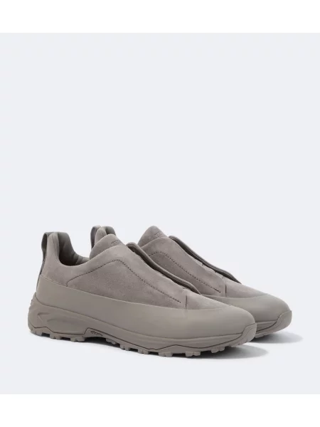 Chiloți Zegna din piele de căprioară slip-on gri