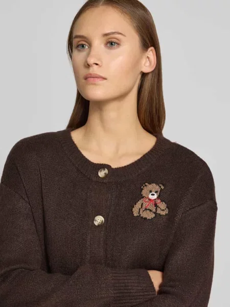 Kardigan rozpinany o kroju relaxed fit z haftem model TEDDY' Only