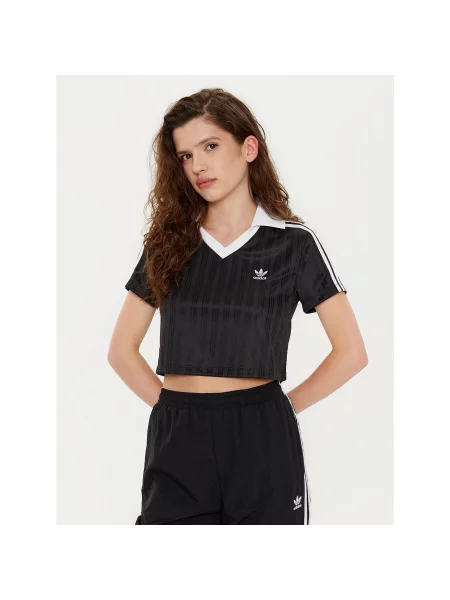 Polo Adidas Originals ζακάρ μαύρο