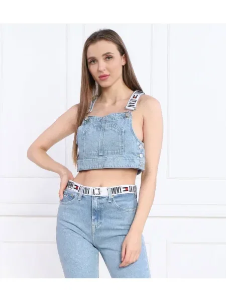 Top din denim Tommy Jeans albastru