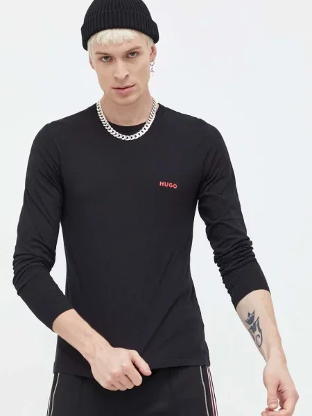 Homewear majica dugih rukava HUGO s tiskom crna