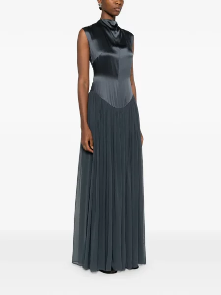 Rochie maxi Tove de mătase de costum negru