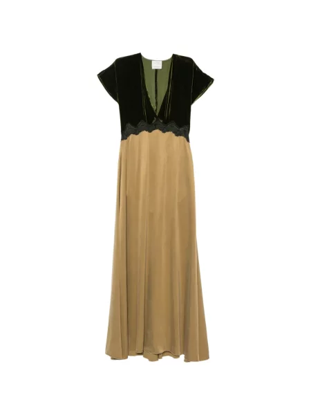 Rochie maxi Forte_forte cu decolteu în V verde