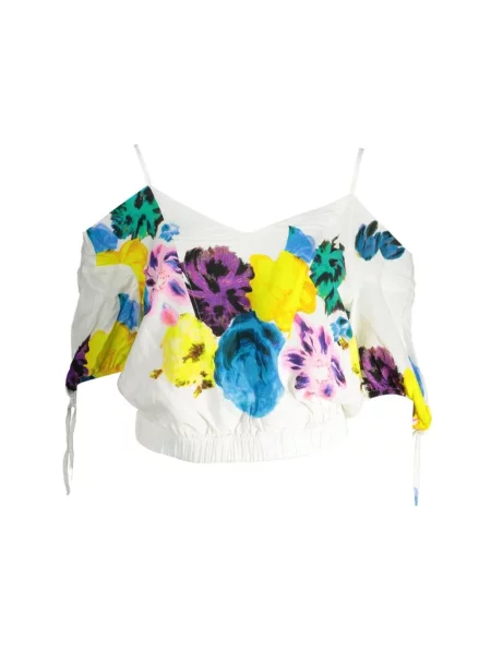 Koszulka Desigual na ramiączkach elegancka z krótkim rękawem biała