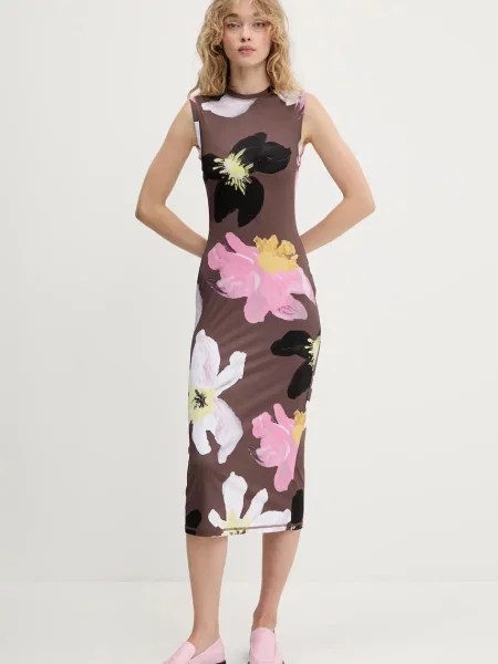 Сукня Stine Goya midi облягаюча коричневий