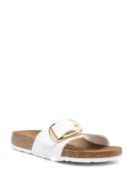 Sandale Birkenstock din piele cu cataramă alb