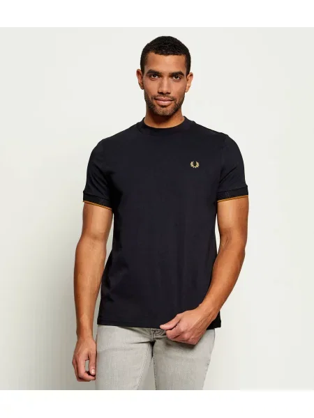 Tricou FRED PERRY Mesh Cuff Tshirt Black M negru