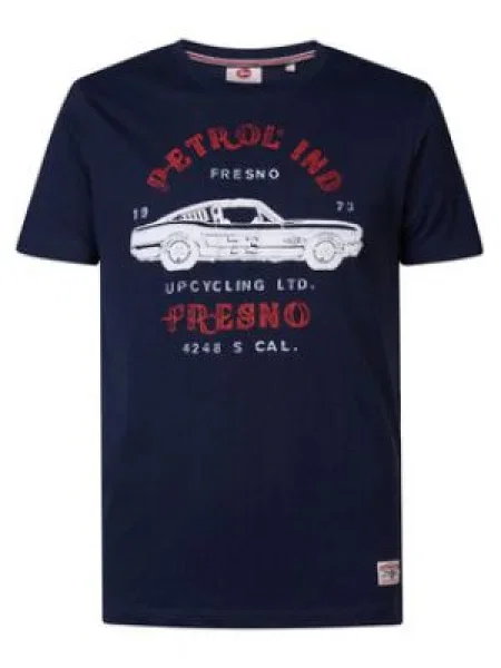 Petrol Industries Tričko Modrá Regular Fit biela