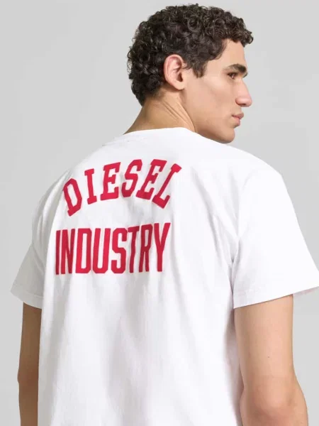 T-shirt o kroju regular fit z czystej bawełny Diesel biała