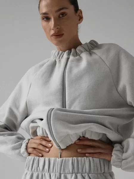 Muuv. Muuv melegítőfelső női pamuttal SMOOTH COTTON szürke