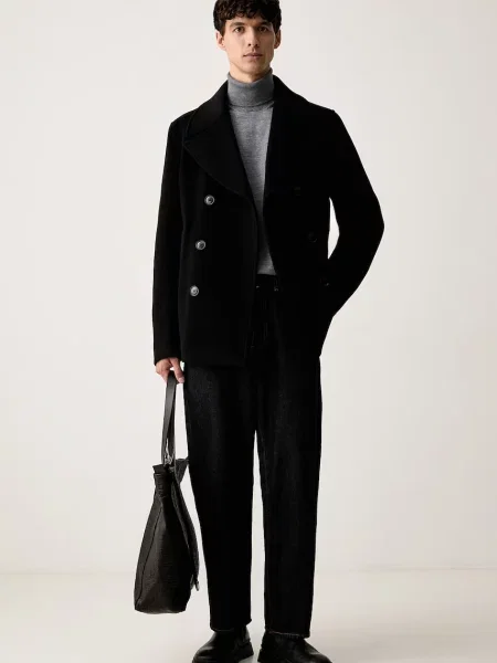 BOSS BLACK De lână palton negru