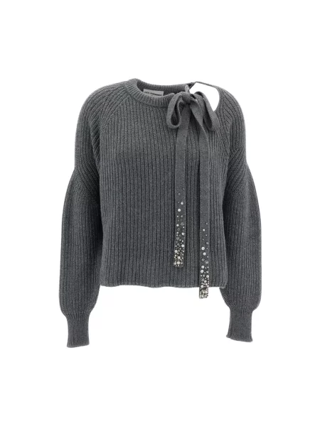 Krótki sweter Des Phemmes wełniany szary