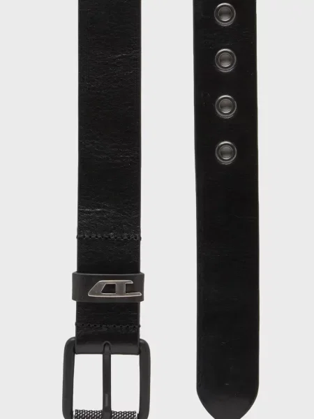 Кожаный ремень Diesel с автографом черный