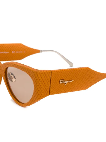 Iš natūralios odos saulės akiniai Ferragamo Eyewear oranžinė