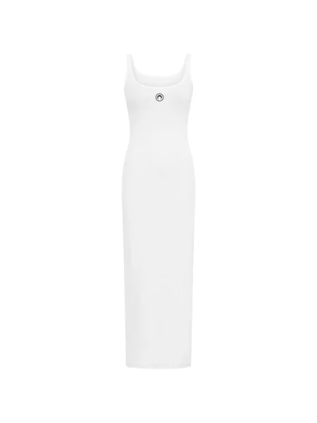Rochie Marine Serre din jerseu de costum cu nervuri alb