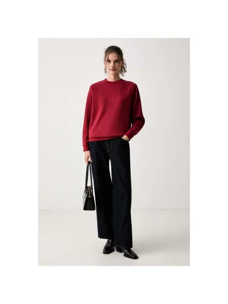 Bluza nierozpinana Armani Exchange z okrągłym dekoltem czerwona
