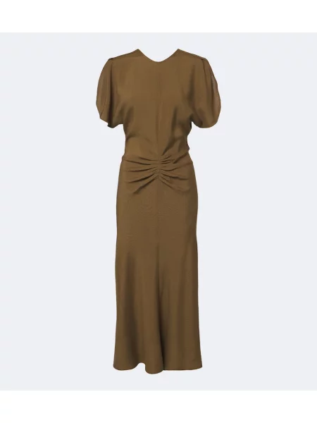 Rochie midi Victoria Beckham cu volane verde