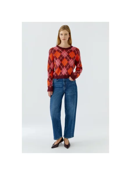 Dzianinowy sweter Oui pomarańczowy