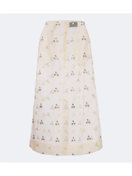 Fustă midi Simone Rocha cu broderie din tul bej