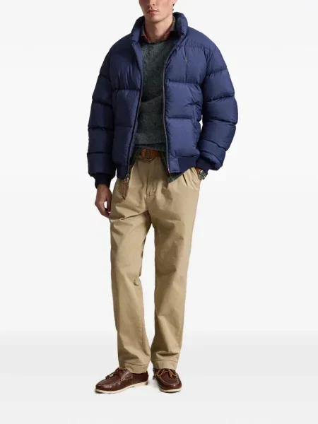 Mănuși Polo Ralph Lauren din piele de căprioară cu șireturi cu vârf închis albastru