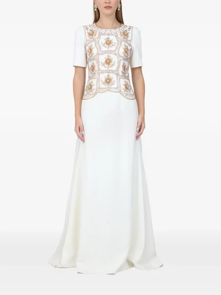 Sukienka maxi Dina Melwani w kwiatki biała