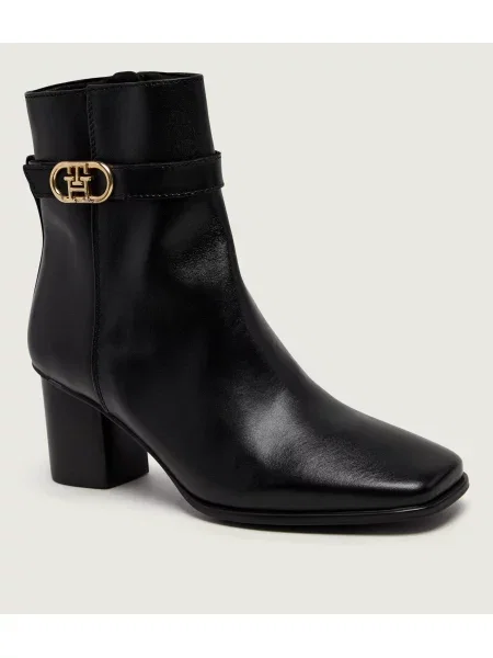 Tommy Hilfiger Bokacsizma Th Strap Leather Block Heel Boot fekete