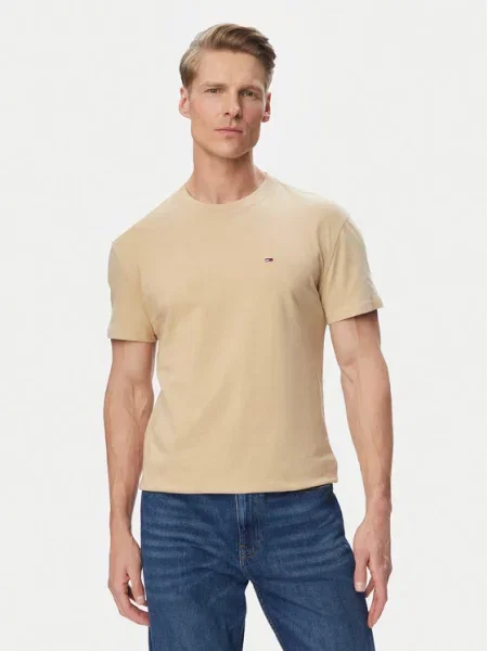 Тениска Tommy Jeans бежово