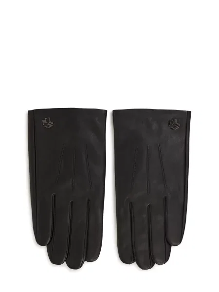 Kožené rukavice Karl Lagerfeld Jeans čierna