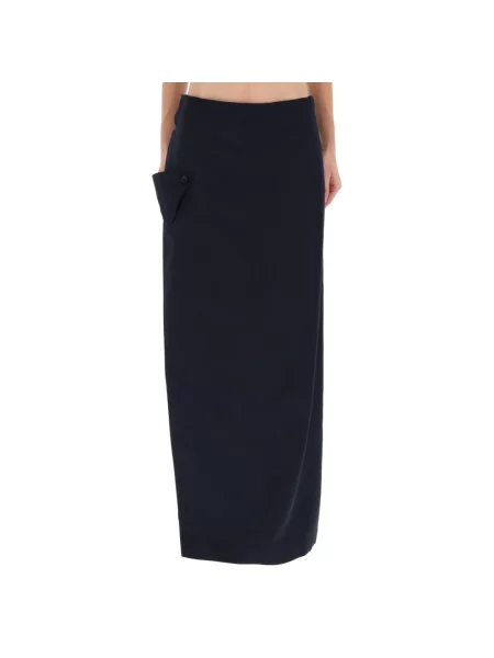 Spódnica maxi Jean Paul Gaultier wełniana niebieska