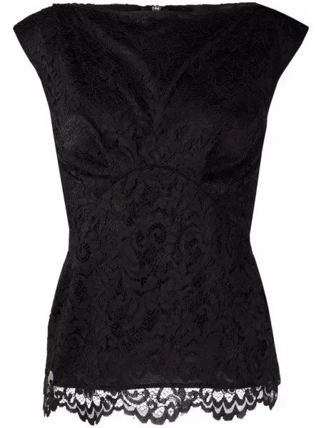 Bluză Philipp Plein fără mâneci din dantelă negru