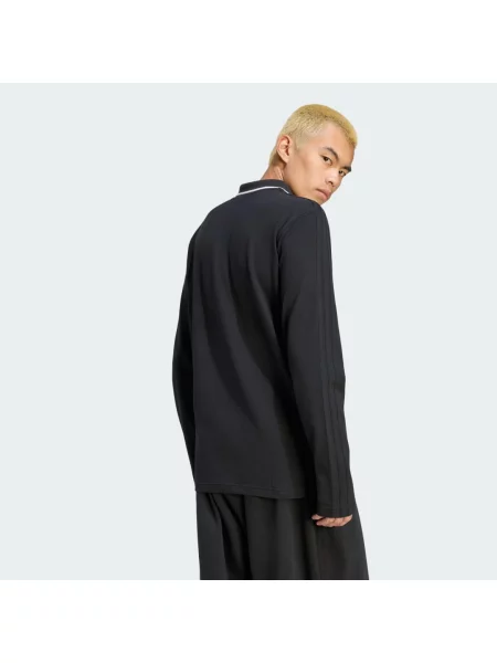POLO TRIČKO ENGINEERED RIB LONG SLEEVE černé