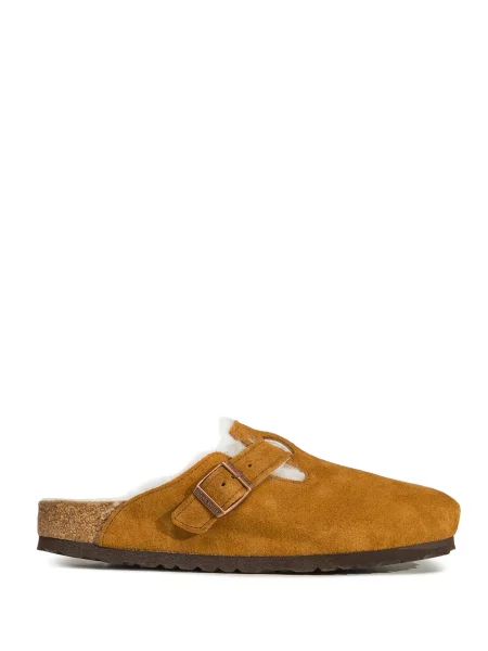 Klapki Birkenstock zamszowe brązowe