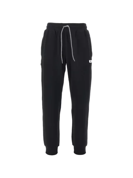 Běžecké kalhoty Ea7 Emporio Armani s autogramem se stahovací šňůrkou černé